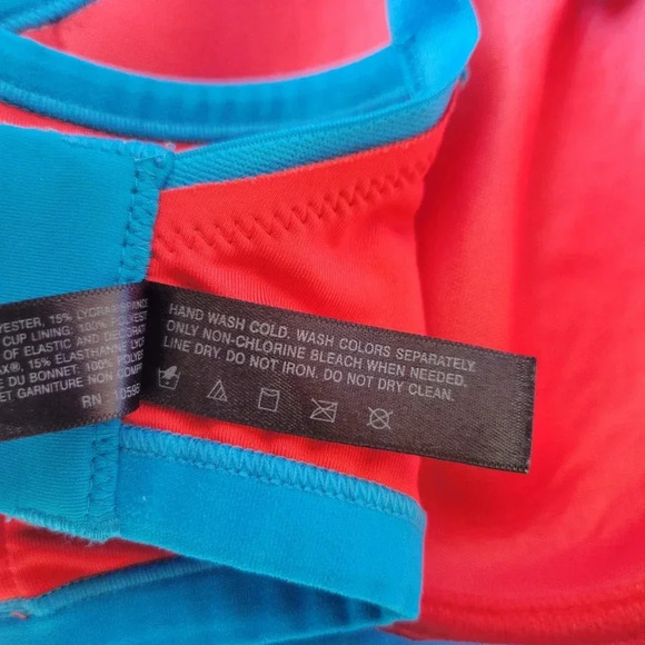 Natori Yogi High-Impact Underwire Sports Bra Molded Cups Adjustable 34D Red/Blue - Picture 10 of 10